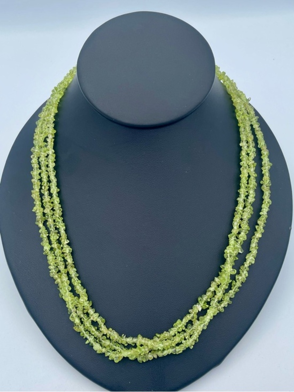 Natural Peridot Multi Strand Chip Necklace Sterling Silver 925 Clasp 216 ct |43g